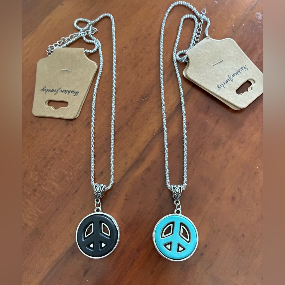 BOGO Peace Symbol Howlite Necklace
